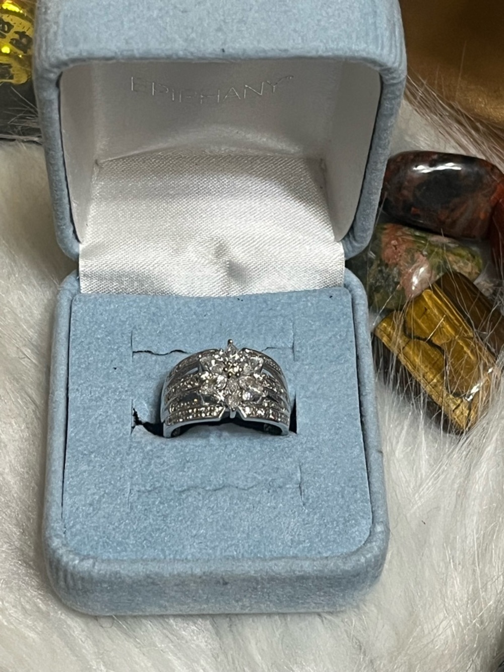 Sterling Epiphany Diamonique Floral Ring